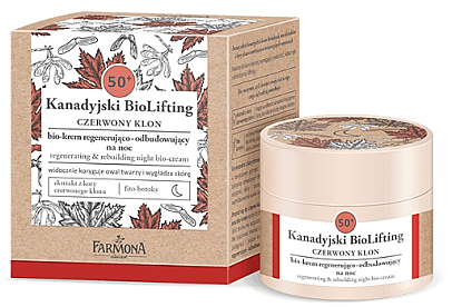 Ночной биокрем укрепляющее - восстанавливающий Farmona Canadian Biolifting 50+ Красный клен, 50 мл