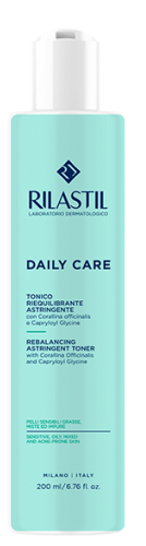 Вяжущий восстанавливающий тоник для лица Rilastil Daily Care для жирной, комбинированной и склонной к акне кожи, 200 мл