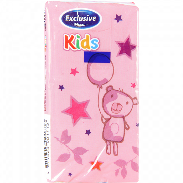 Универсальные бумажные трехслойные платочки Exclusive Kids Веселые картинки, 10 шт